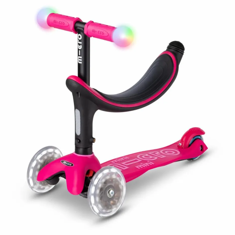 Sale Micro Trottinette Mini 3en1 Revolution Deluxe Magic LED | Rouge framboise