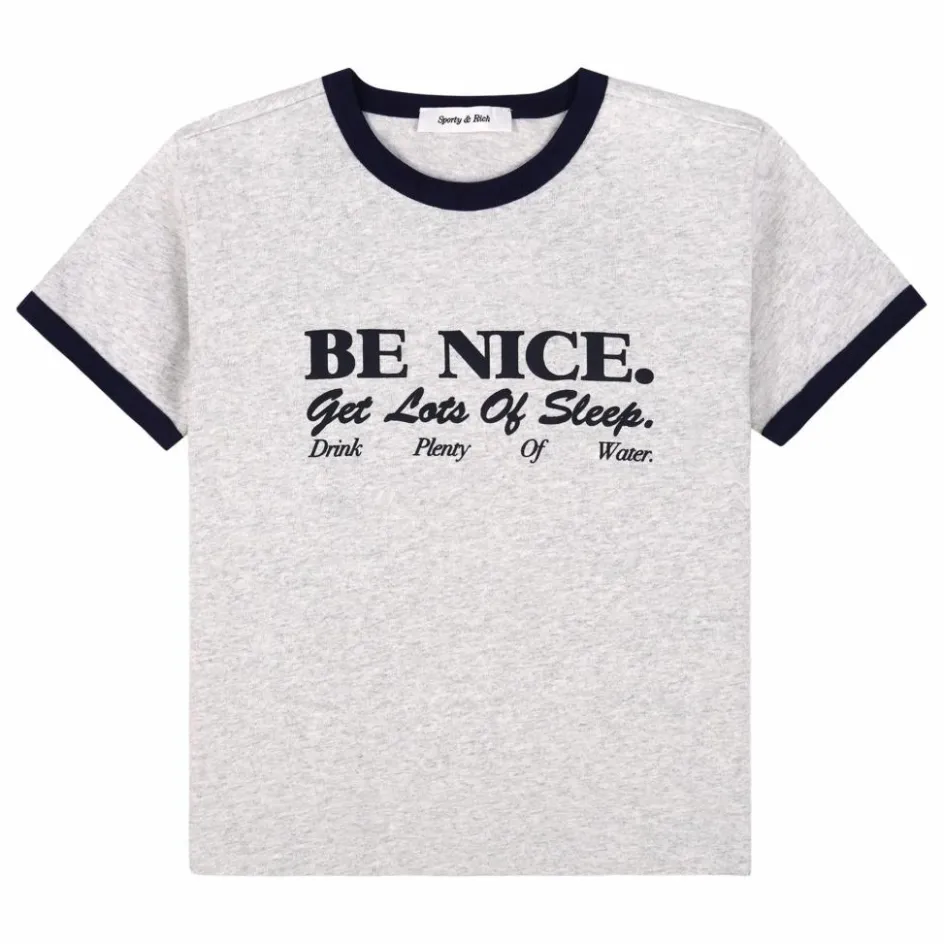 Sale Sporty & Rich T-shirt Be Nice Coton Recyclé | Gris