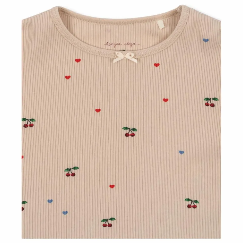 Sale Konges Sløjd T-shirt Côtelé Ella Cerises Coton Bio | Vieux Rose