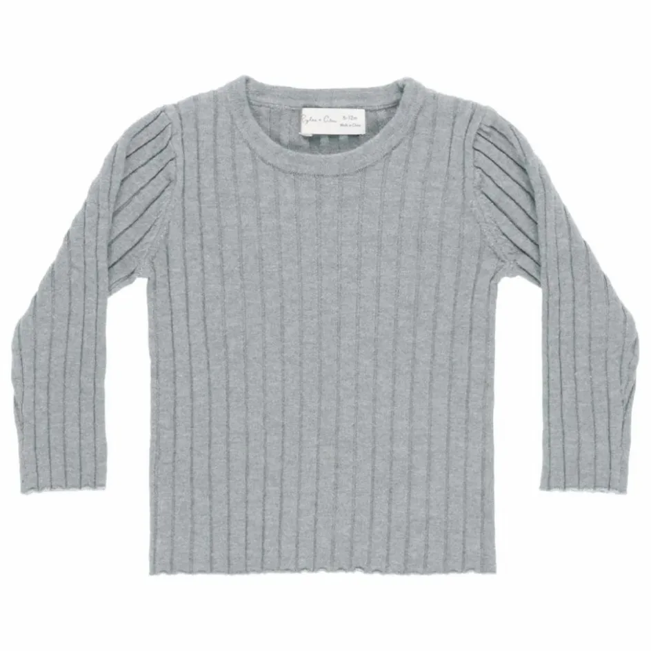 Online Rylee + Cru T-shirt Côtelé Maille | Bleu gris