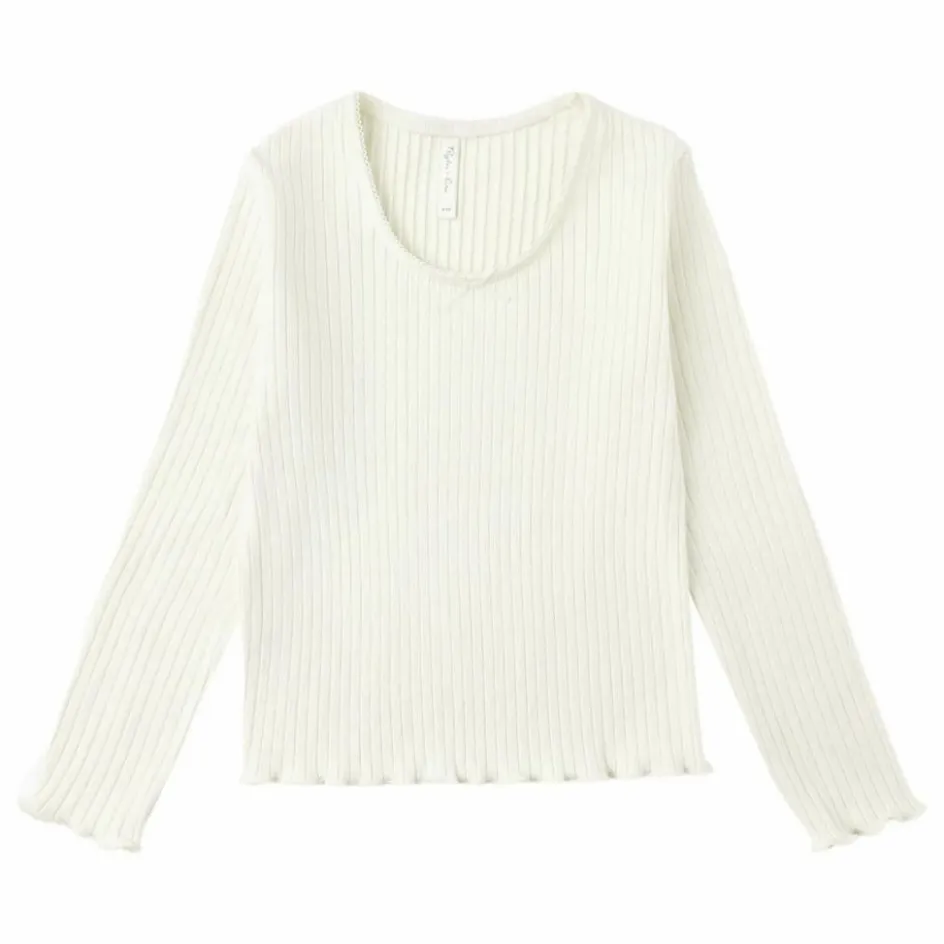 Outlet Rylee + Cru T-shirt Côtelé Mini | Ivoire