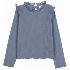 New Búho T-shirt Côtelé Volants | Bleu gris