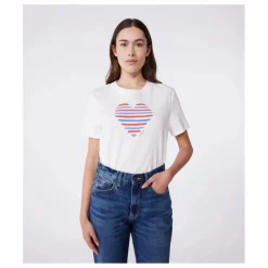 Petit Bateau T-Shirt Cœur Jersey Léger Bio ||Femme Tee-Shirts, Polos