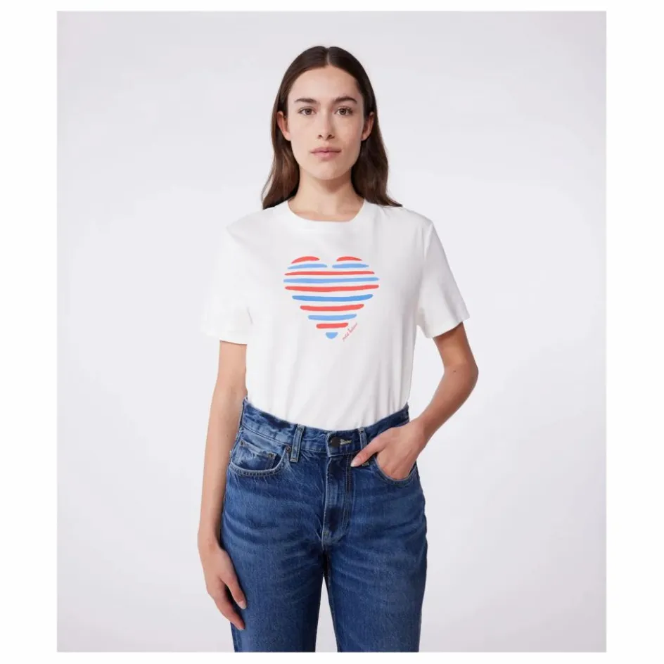 Petit Bateau T-Shirt Cœur Jersey Léger Bio ||Femme Tee-Shirts, Polos