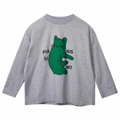 Sale Wynken T-shirt Kukka Chat Coton Bio | Gris chiné