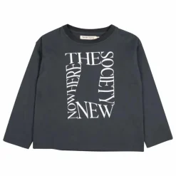 Online the new society T-shirt Manches Longues Oscar Coton Bio | Noir