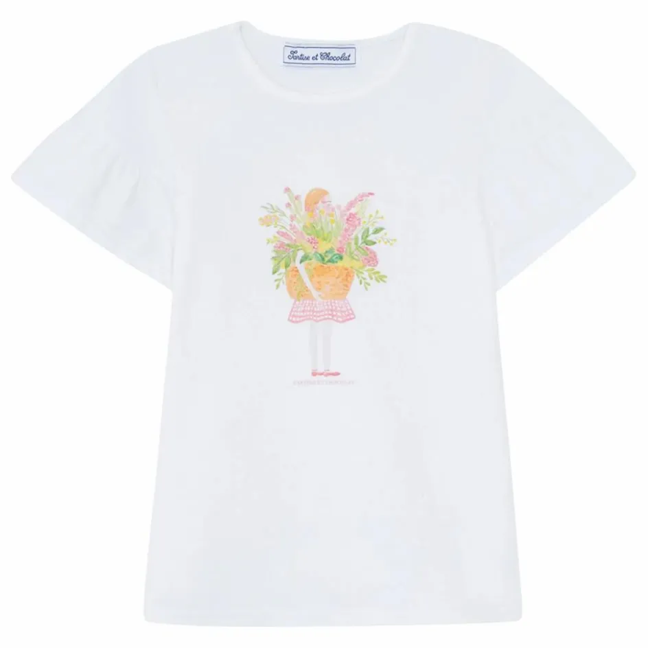 Sale Tartine et Chocolat T-shirt Perles Bouquet de Fleurs | Jaune