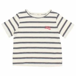 Discount Búho T-shirt Rayures Coton Bio | Bleu nuit