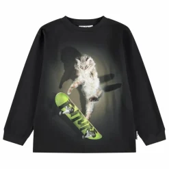 Outlet Molo T-shirt Rube Skate Cat Coton Bio | Noir