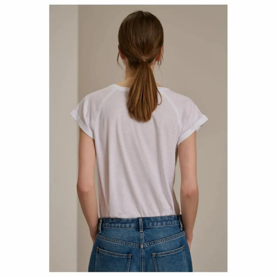 Outlet Soeur T-shirt Valentina Coton Bio et Lin | Blanc
