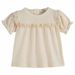 Emile et Ida T-shirt Volants Coton Flammé | Ecru
