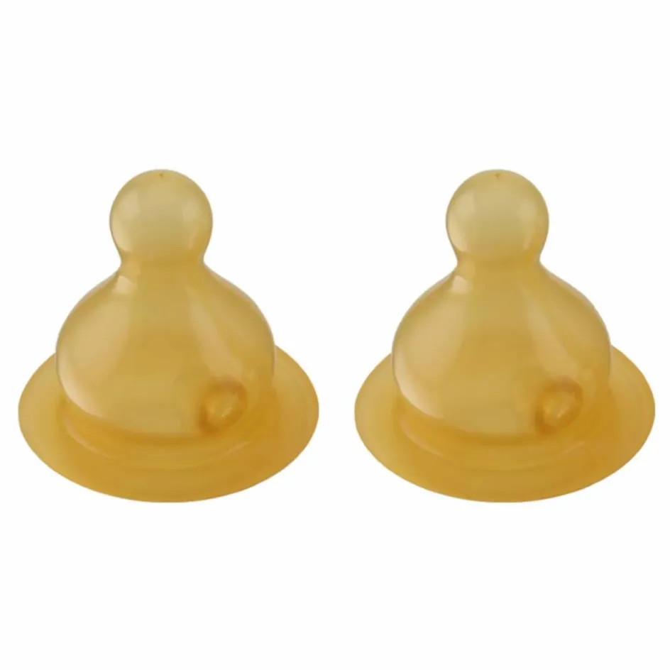 Hevea Tétines en caoutchouc débit lent - Lot de 2 Naturel