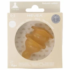 Hevea Tétines en caoutchouc débit lent - Lot de 2 Naturel