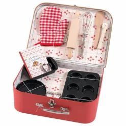 New Moulin Roty Valise pâtisserie - Set de 11 accessoires | Rouge