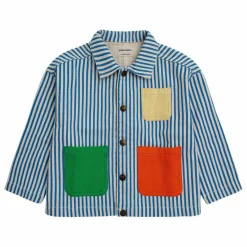 Hot Bobo Choses Veste Denim Rayée Color Block | Bleu