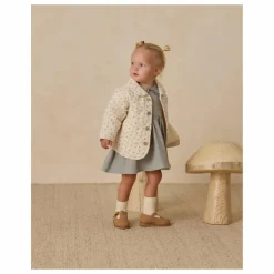 New Quincy Mae Veste Matelassée Fleurie Gaze de Coton Bio | Ecru
