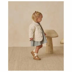 New Quincy Mae Veste Matelassée Fleurie Gaze de Coton Bio | Ecru