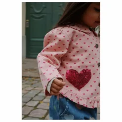 Outlet Konges Sløjd Veste Nola Cœurs Coton Bio | Rose