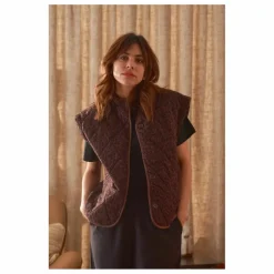 Marlot Paris Veste Sans Manches Charlie Léopard Double Gaze de Coton - Collection Femme | Chocolat