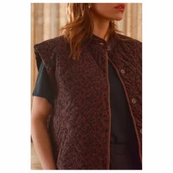 Marlot Paris Veste Sans Manches Charlie Léopard Double Gaze de Coton - Collection Femme | Chocolat