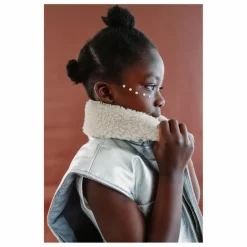 Best Fille Garçon Veste Sans Manches Col Sherpa Métallisée | Argenté