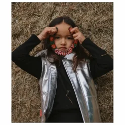 Best Fille Garçon Veste Sans Manches Col Sherpa Métallisée | Argenté