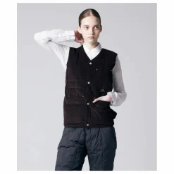 Sale Taion Veste Sans Manches Col V Button Neck | Marron
