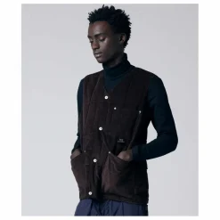 Sale Taion Veste Sans Manches Col V Button Neck | Marron