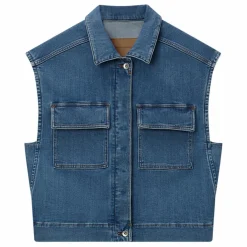 Pomandère Veste Sans Manches Denim ||Femme Vestes, Blousons