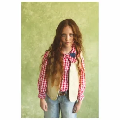 Sale Fille Garçon Veste Sans Manches Hold Ya Horses Cuir Nappa | Crème