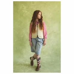 Sale Fille Garçon Veste Sans Manches Hold Ya Horses Cuir Nappa | Crème