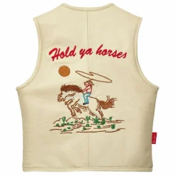 Sale Fille Garçon Veste Sans Manches Hold Ya Horses Cuir Nappa | Crème