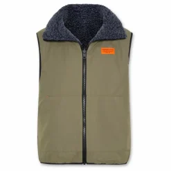 Discount AO76 Veste Sans Manches Réversible Façon Sherpa Teddy | Vert olive