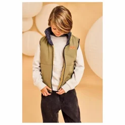 Discount AO76 Veste Sans Manches Réversible Façon Sherpa Teddy | Vert olive