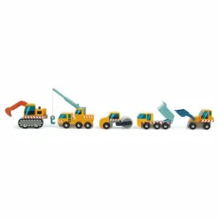 Tender Leaf Toys Voitures de Construction en bois - Set de 5| Garages, Circuits