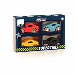 Vilac Voitures Super Cars - Set de 4| Garages, Circuits